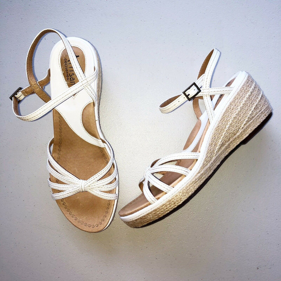 clarks white wedge sandals
